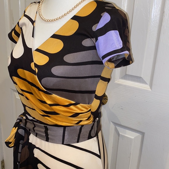 ISSA London Signed 💯 Silk Wrap Feather Dress - US 4 - Picture 4 of 12